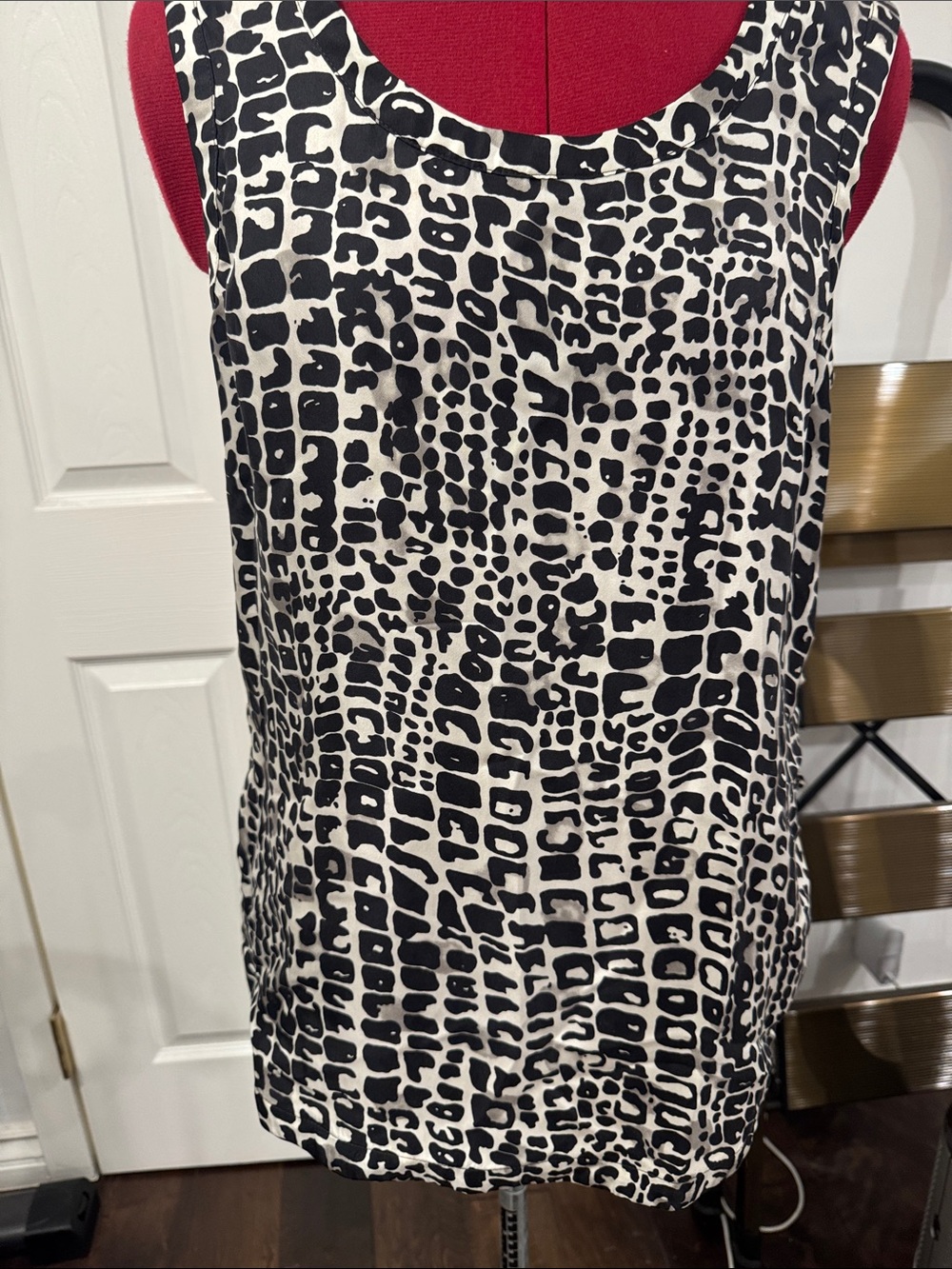 Rachel Zoe Black and White Printed Silk Tank